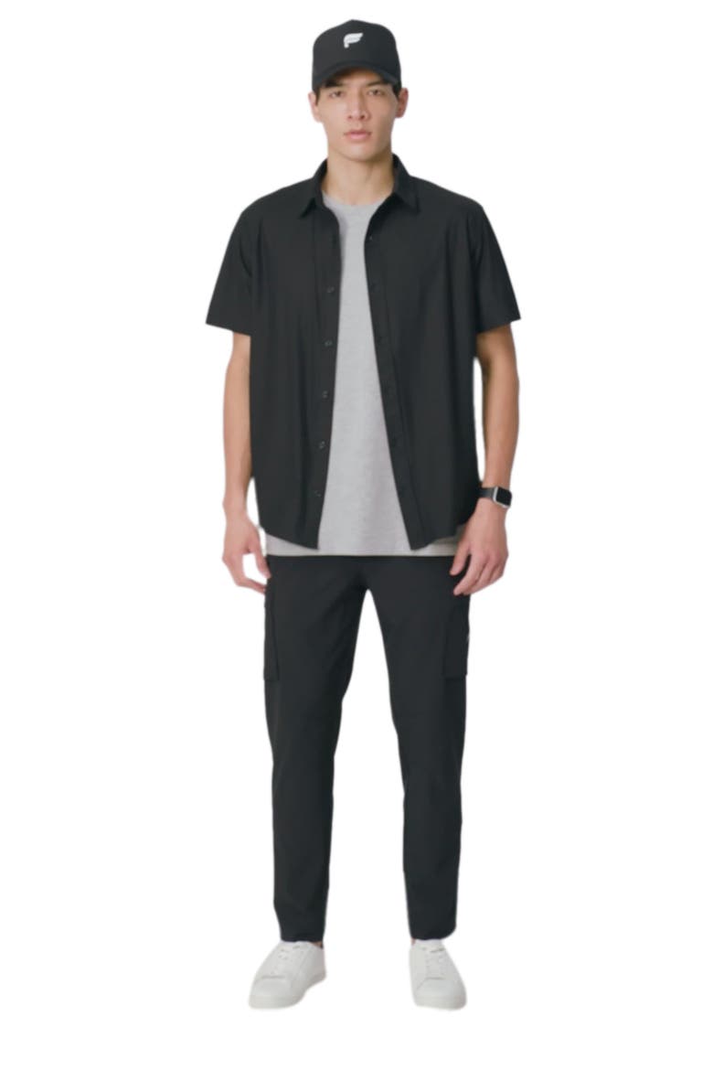 The Don Short Sleeve Button Up, Alternate, color, Black