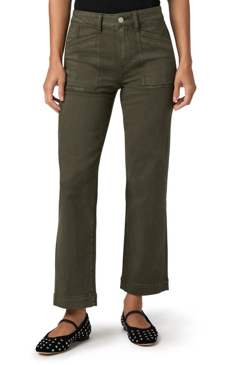 Quincy Ankle Straight Leg Jeans (Vintage Forest Moss)