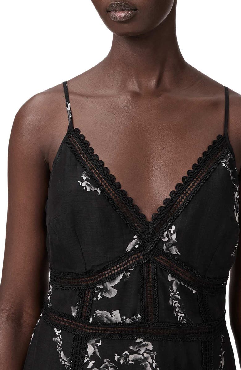 AllSaints Zia Lace Inset Handkerchief Hem Minidress, Alternate, color,