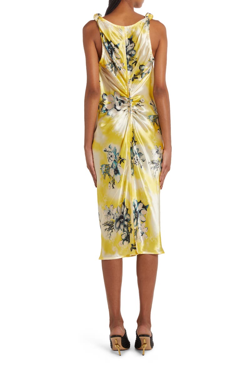 Floral Print Cupro Twill Dress, Alternate, color, 7125 YELLOW/ TURQUOISE