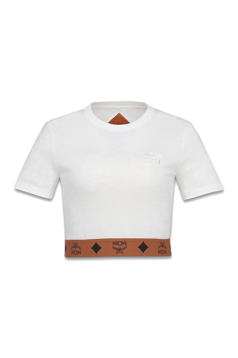 Monogram Cropped T-Shirt in Organic Cotton, Alternate, color, White