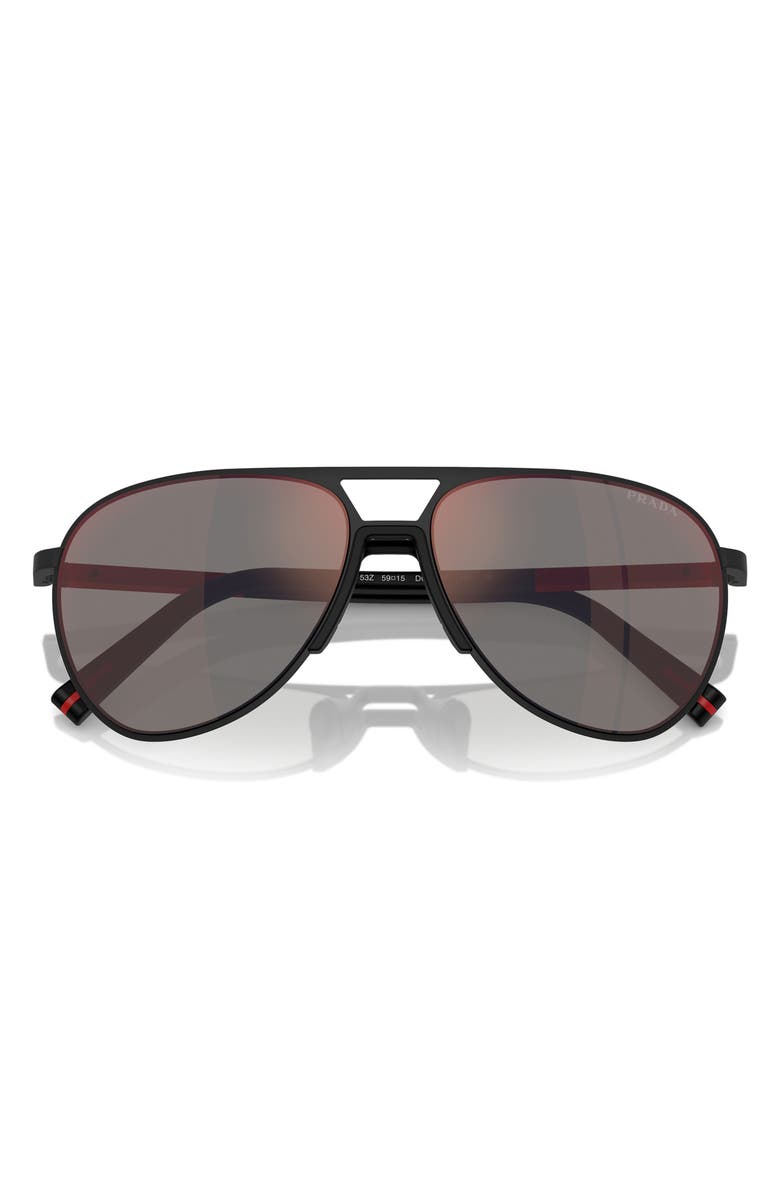 Prada Linea Rossa 59mm Pilot Sunglasses, Alternate, color, Black Rubber