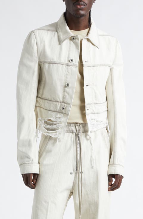 Shredded Crop Denim Work Jacket