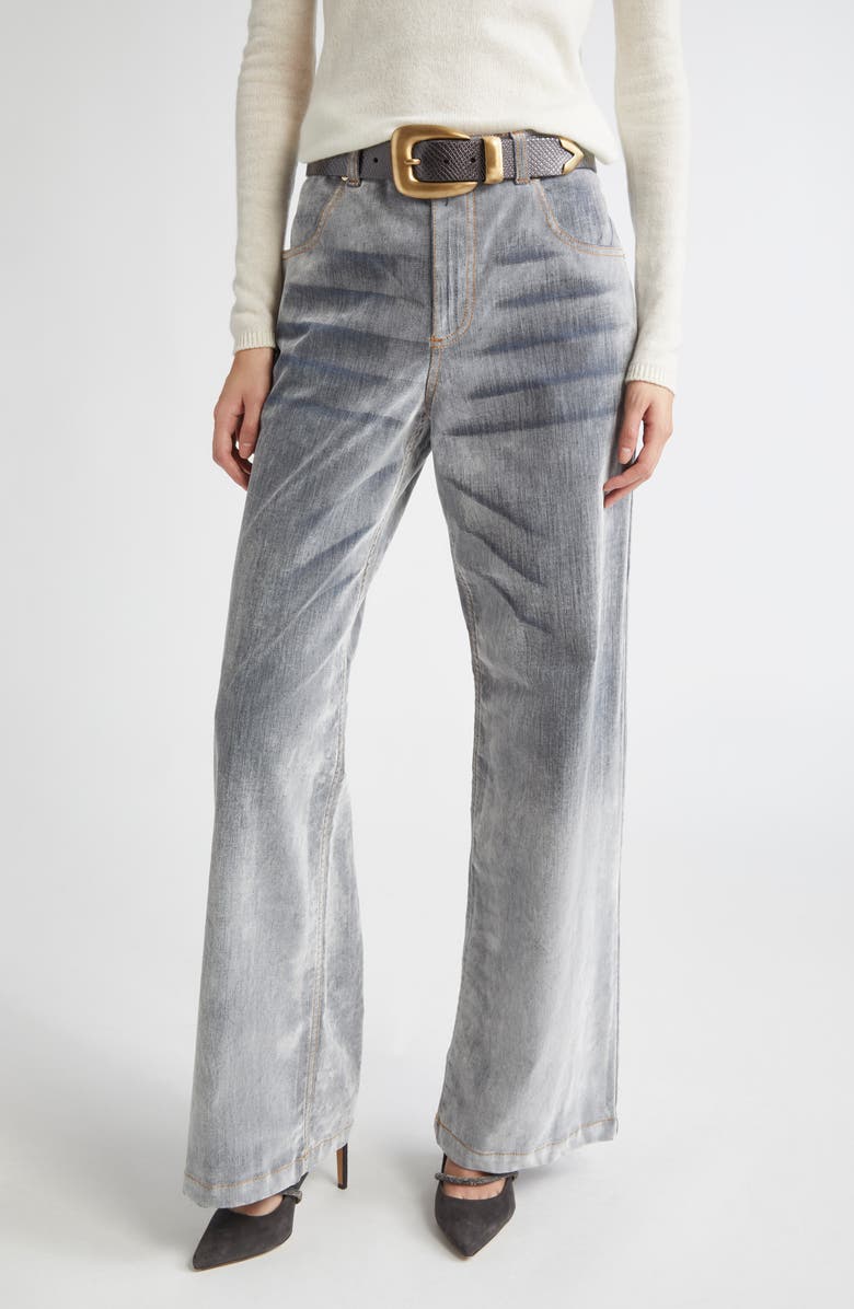 Eleventy Flocked Denim Flare Leg Jeans, Main, color, 