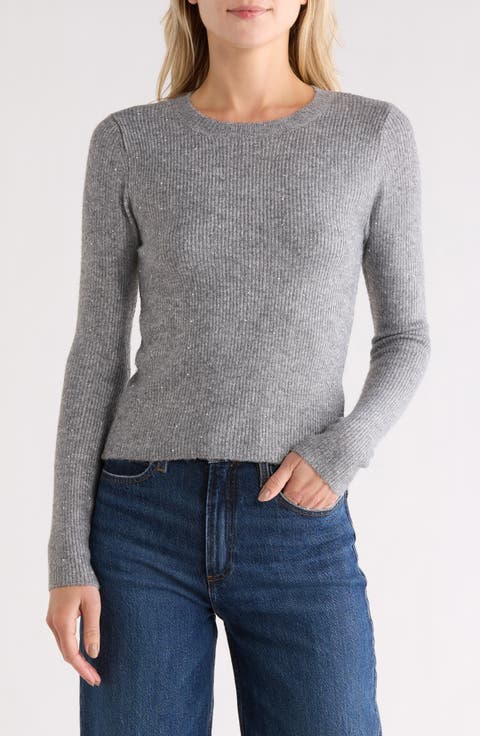 Rhinestone Ribbed Crop Sweater