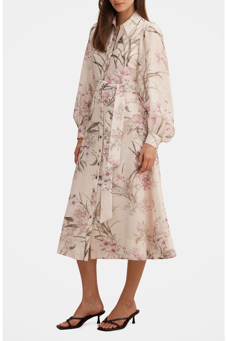 Hazel Long Sleeve Floral Print Midi Shirtdress, Alternate, color, PETAL BROOK FLORAL