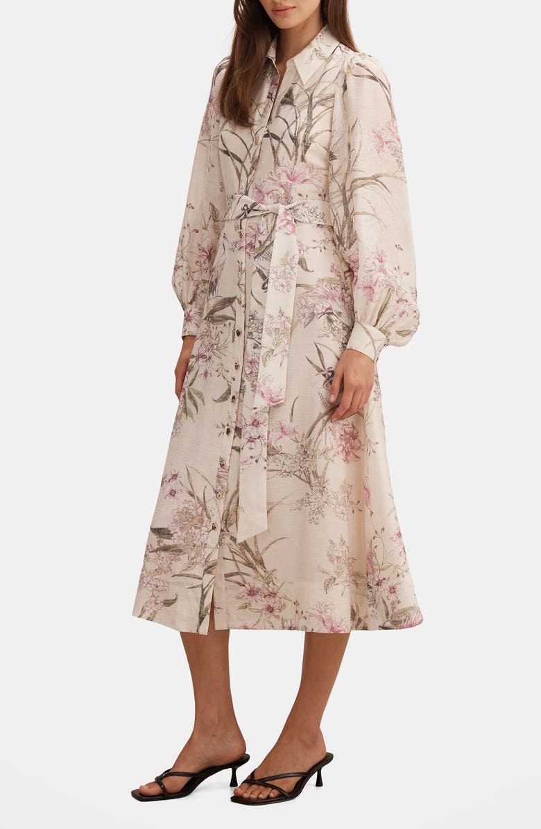 Ever New Hazel Long Sleeve Floral Print Midi Shirtdress, Alternate, color, Petal Brook Floral