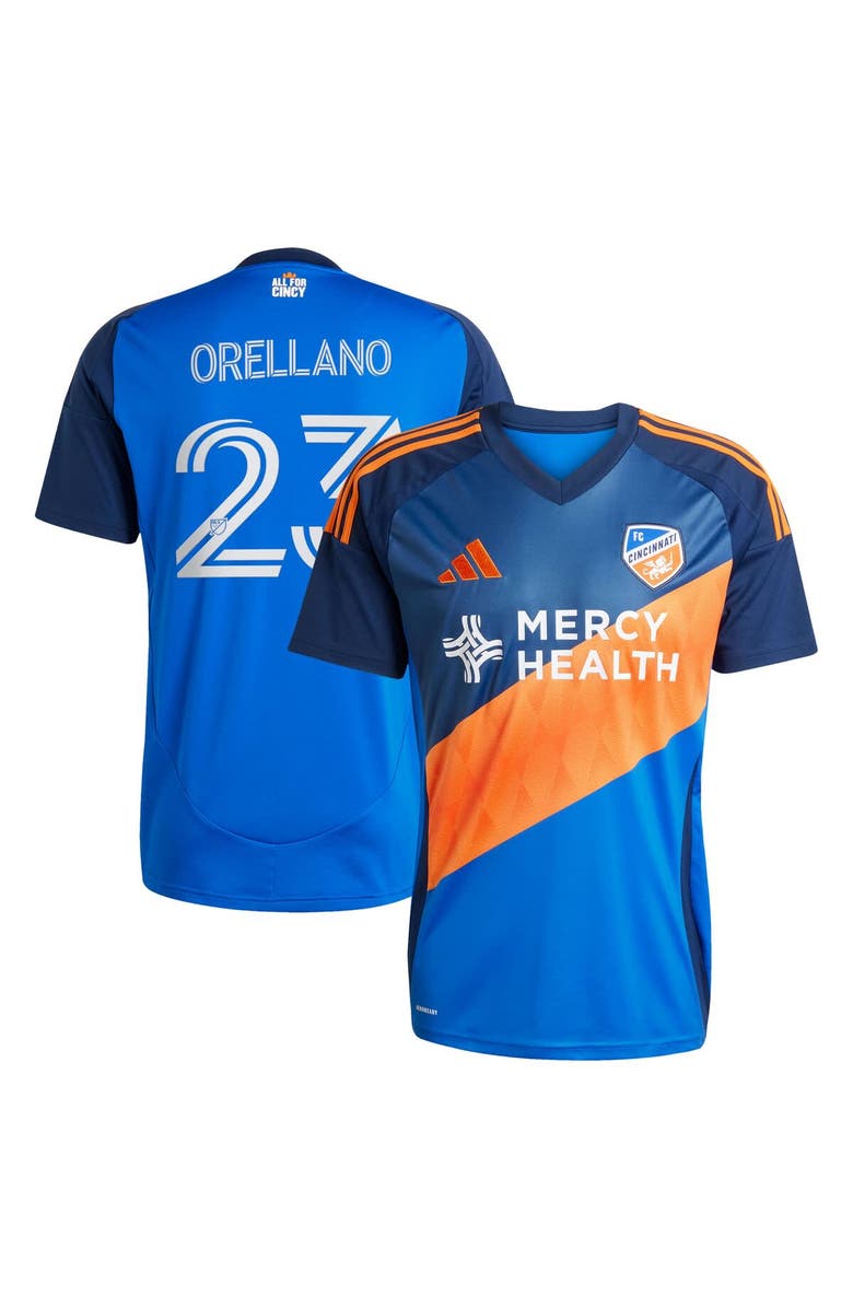 adidas Men's adidas Luca Orellano Blue FC Cincinnati 2025 Orange and Blue Legacy Kit Replica Player Jersey, Alternate, color, 