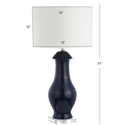 Jonathan Y Liberty 31in Ceramiccrystal Led Table Lamp In Navy/clear