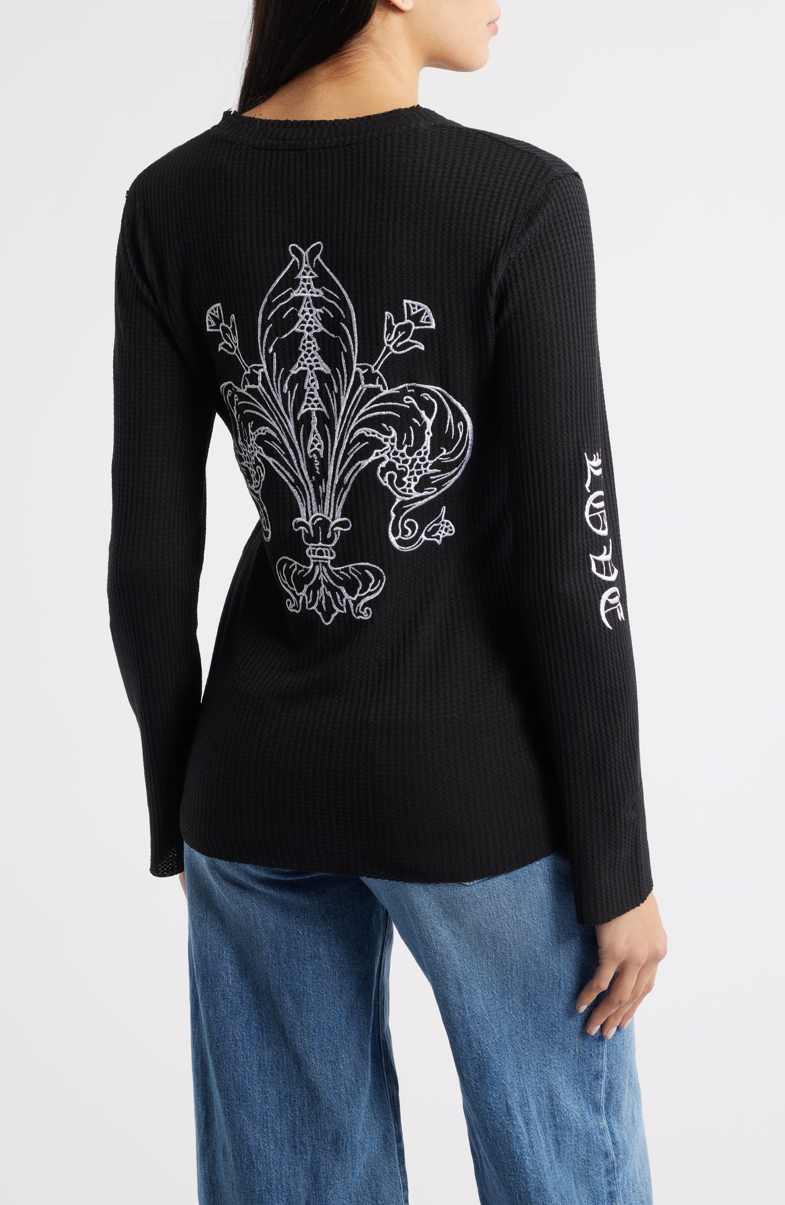 Fleur Embroidered Thermal Knit Top - image 2