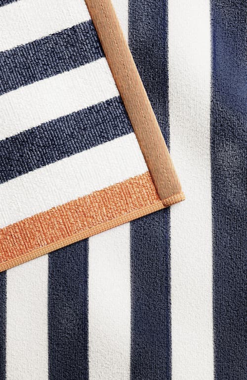 Woven & Weft Stripe Oversize Beach Towel In Stone Blue/clay