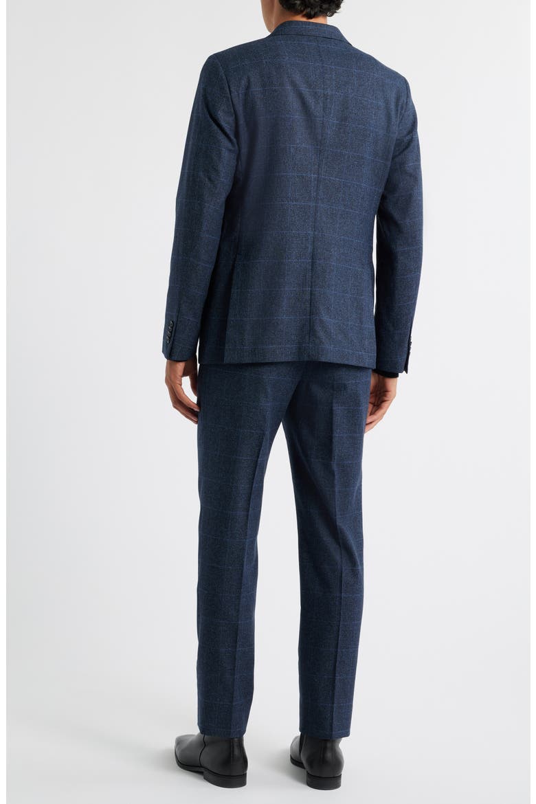 Varick Slim Fit Navy Glen Plaid Wool & Cotton Suit, Alternate, color, BLUE