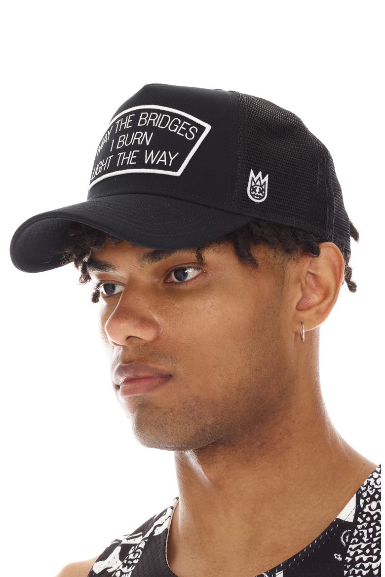 May the Bridges Mesh Back Trucker Hat, Alternate, color, BLACK