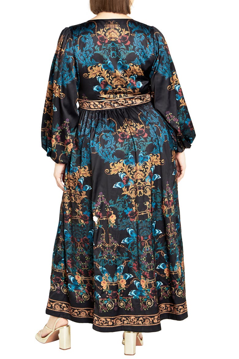 Ivanna Scarf Print Long Sleeve Maxi Dress, Alternate, color, OPULENT