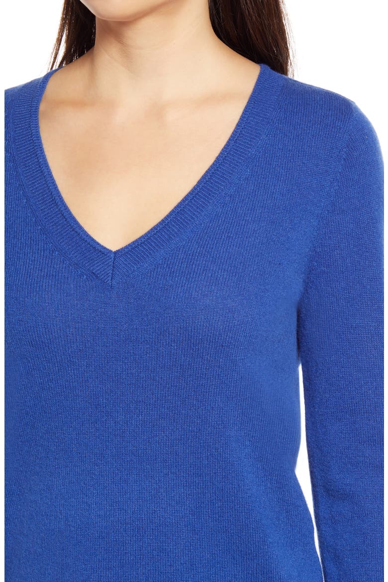 V-Neck Cashmere Sweater, Alternate, color, BLUE SURF