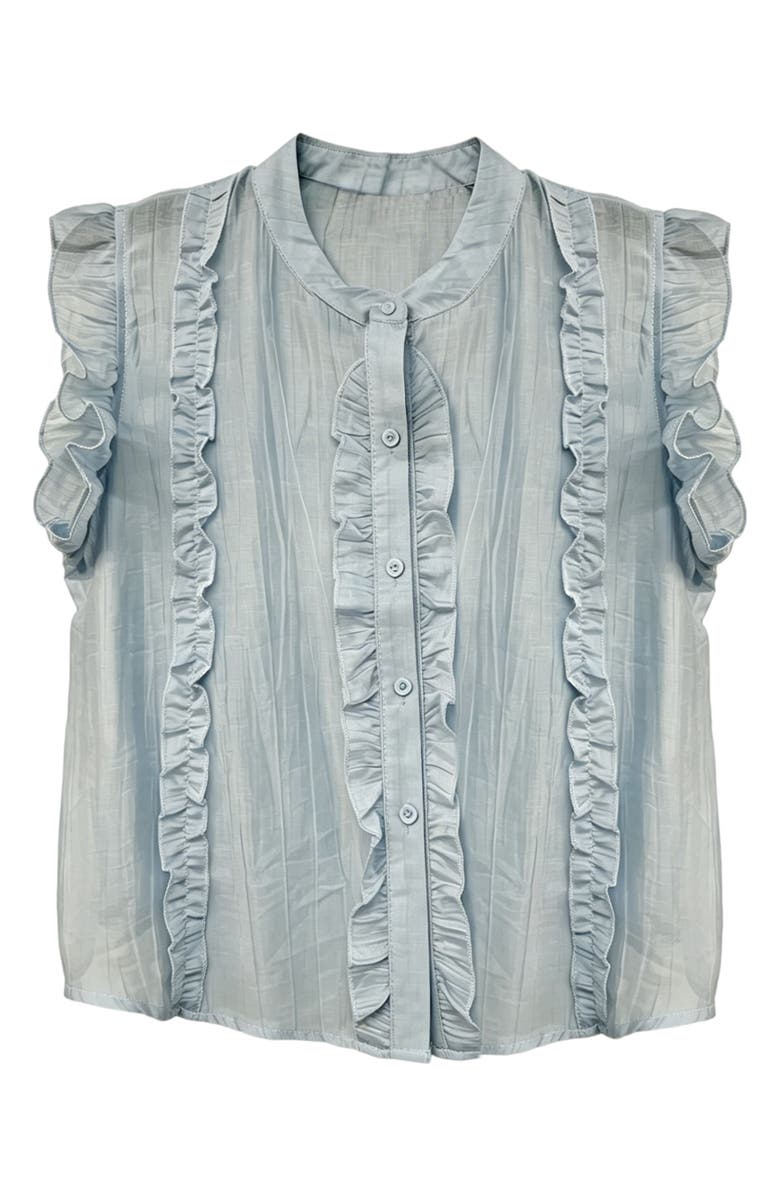 WDNY Ruffle Button-Up Shirt, Main, color, Light Blue