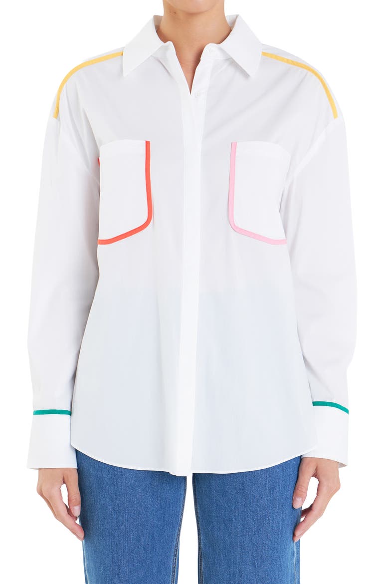 Flat Binding Button-Up Shirt, Alternate, color, WHITE MULTI