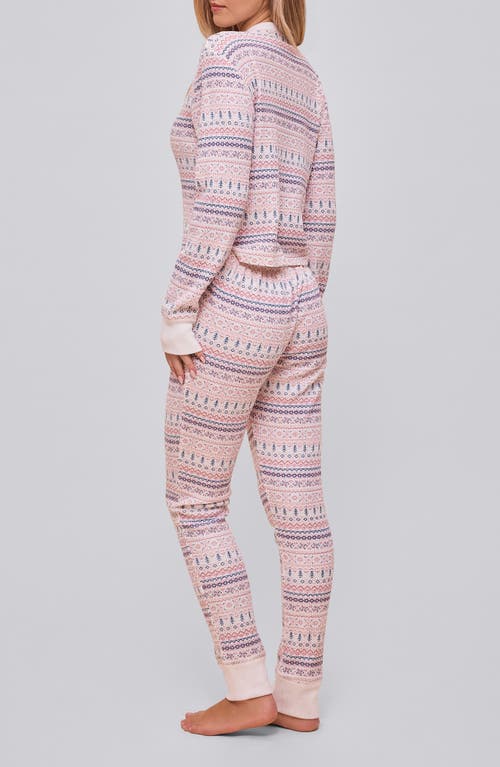 Papinelle Fair Isle Waffle Knit Pajama Jumpsuit In Pink
