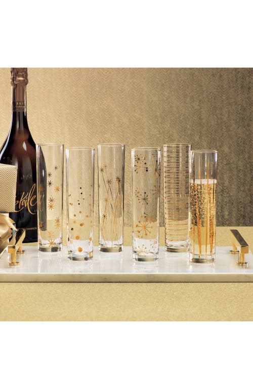 Zodax Centuri Set Of 6 Golden Decal Champagne Flutes In Gold