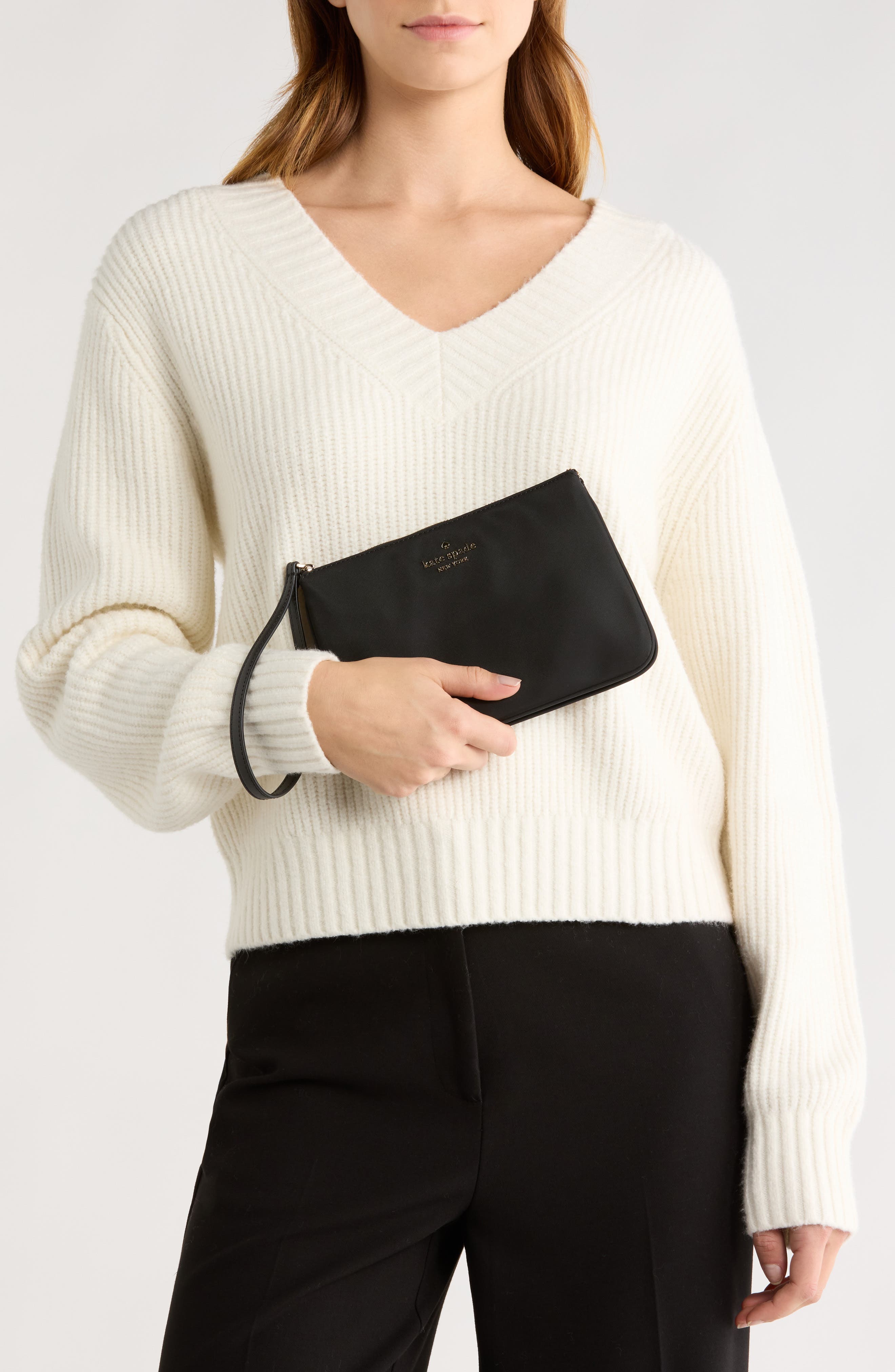 chelsea medium wristlet pouch, Alternate, color, BLACK