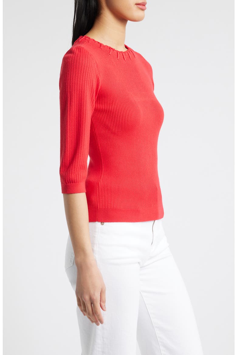 Elbow Sleeve Rib Sweater, Alternate, color, POPPY RED