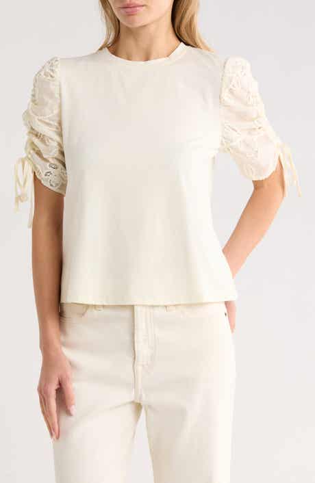 Nicole Miller Sequin Embellished Puff Sleeve Top