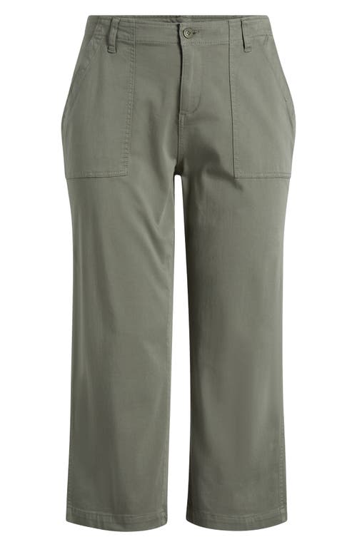 Liverpool Los Angeles Trendy Plus Size Cargo Wide-leg Cropped Pant In Martini Olive