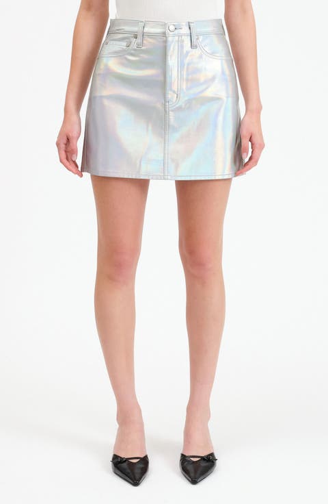 Stash Metallic Faux Leather Miniskirt