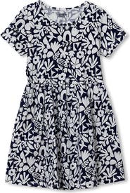 Lands' End Girls Short Sleeve Gathered Waist Jersey Dress