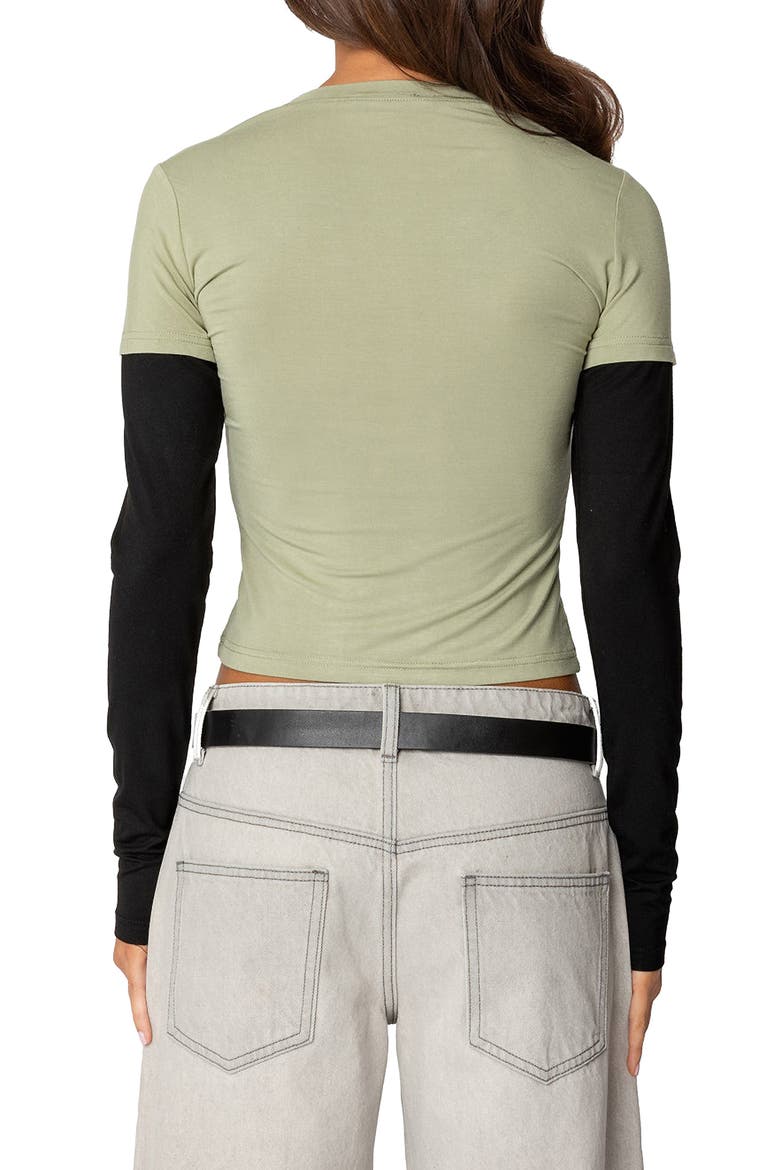 13 Appliqué Layered Look Long Sleeve T-Shirt, Alternate, color, OLIVE