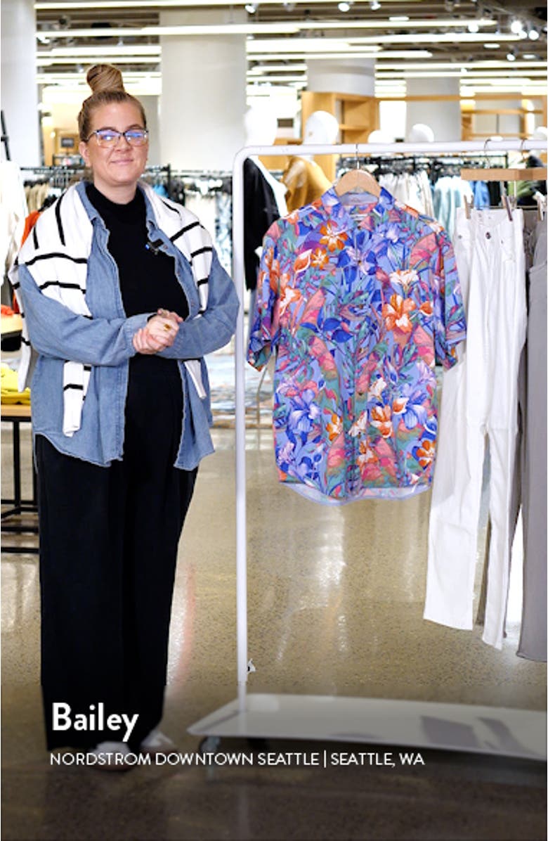 Bloomio Floral Short Sleeve Silk Button-Up Shirt, sales video thumbnail