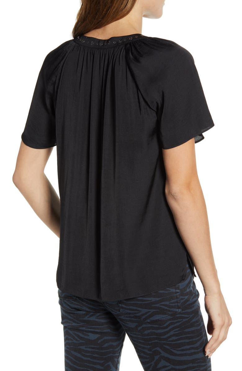 Vince Camuto Stud Trim Hammered Satin Blouse, Alternate, color, 