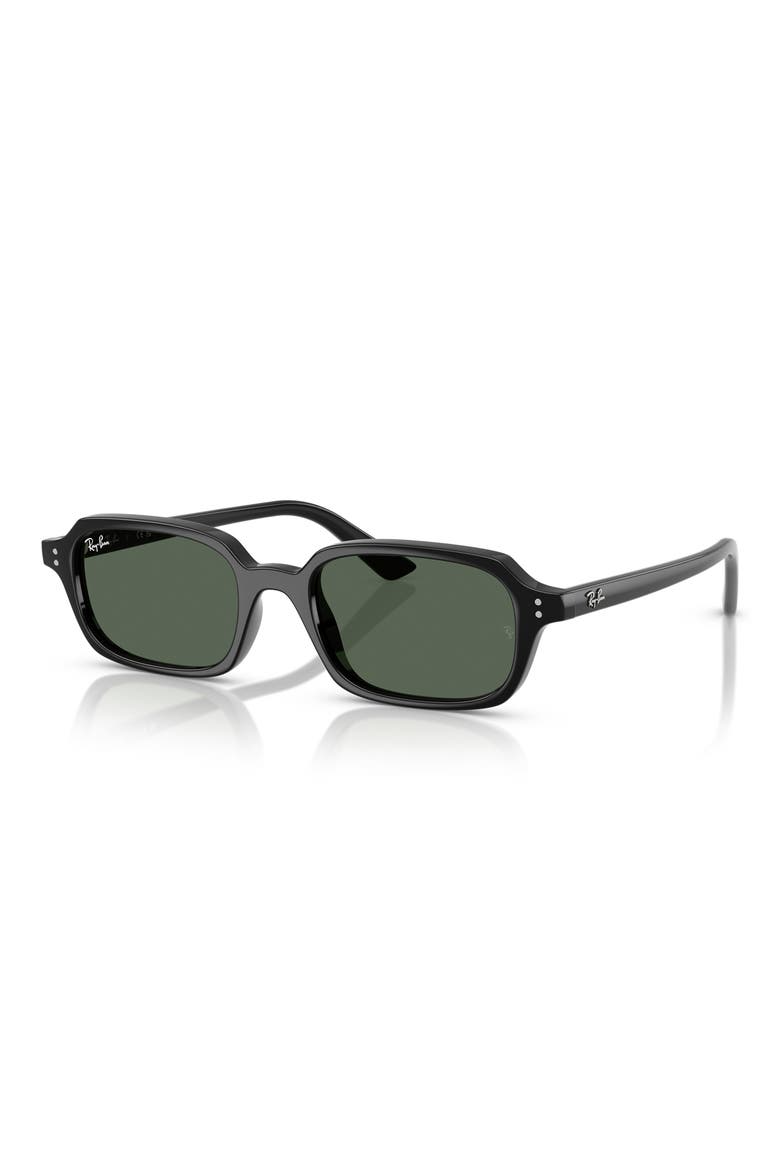 Zuri 52mm Rectangle Sunglasses, Alternate, color, BLACK / DARK GREEN
