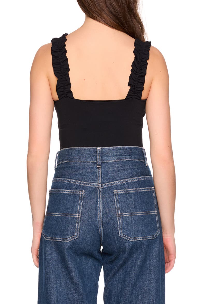 Ruffle Strap Tank Top, Alternate, color, BLACK