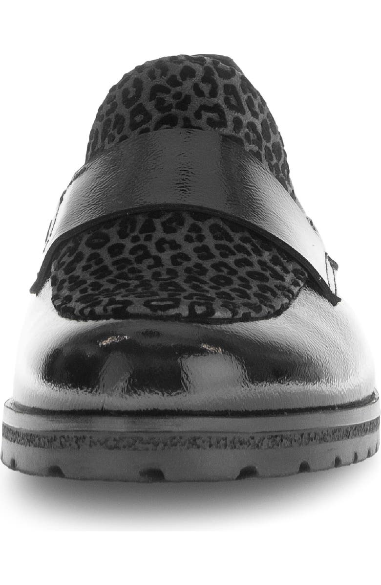 Gabor Leopard Mixed Media Loafer, Alternate, color, Black