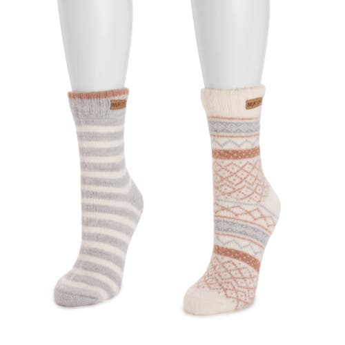 Muk Luks Sweater Socks 2 Pair Pack In Multi