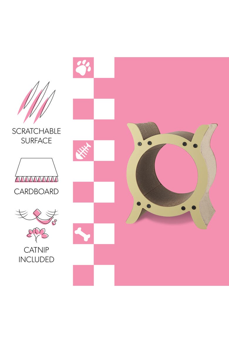Nyan Modern Cardboard Tunnel Cat Scratcher with Catnip, Alternate, color, Almond