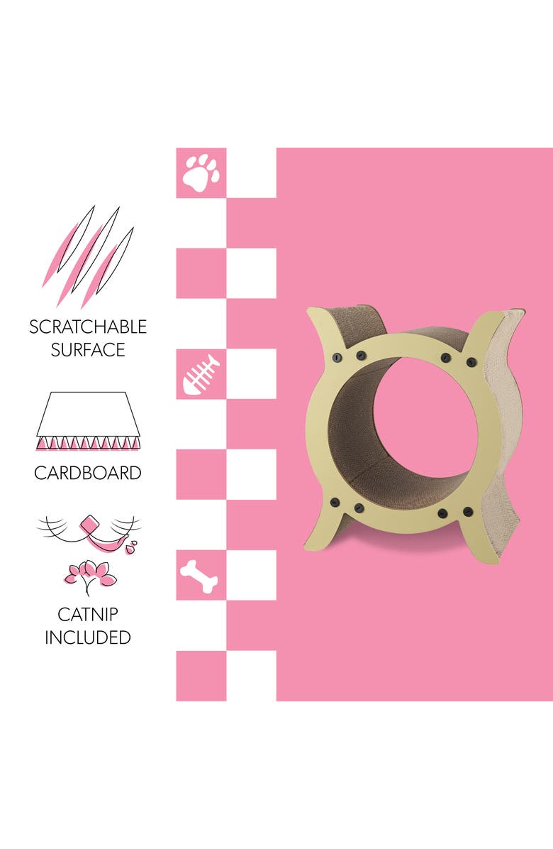 The Licker Store Nyan Modern Cardboard Tunnel Cat Scratcher with Catnip, Alternate, color, Almond