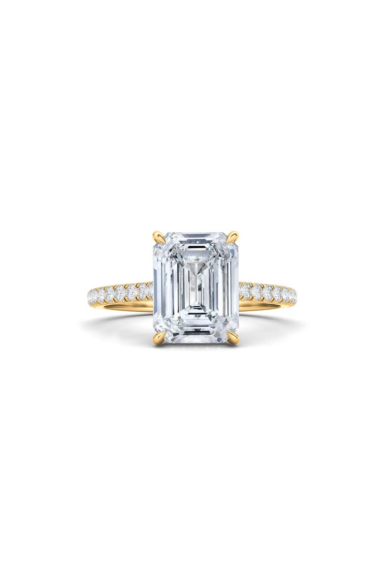 Emerald Cut Pavé Lab Grown Diamond Ring, Main, color, 18K YELLOW GOLD