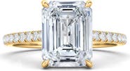 HauteCarat Emerald Cut Pavé Lab Grown Diamond Ring