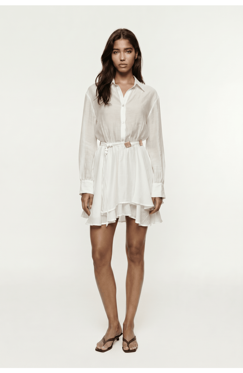 Monlicia Alora Tencel Mini Shirt Khaki Dress, Alternate, color, White