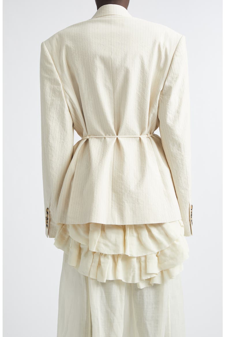 Bosea Washed Stripe Double Breasted Blazer, Alternate, color, ECRU