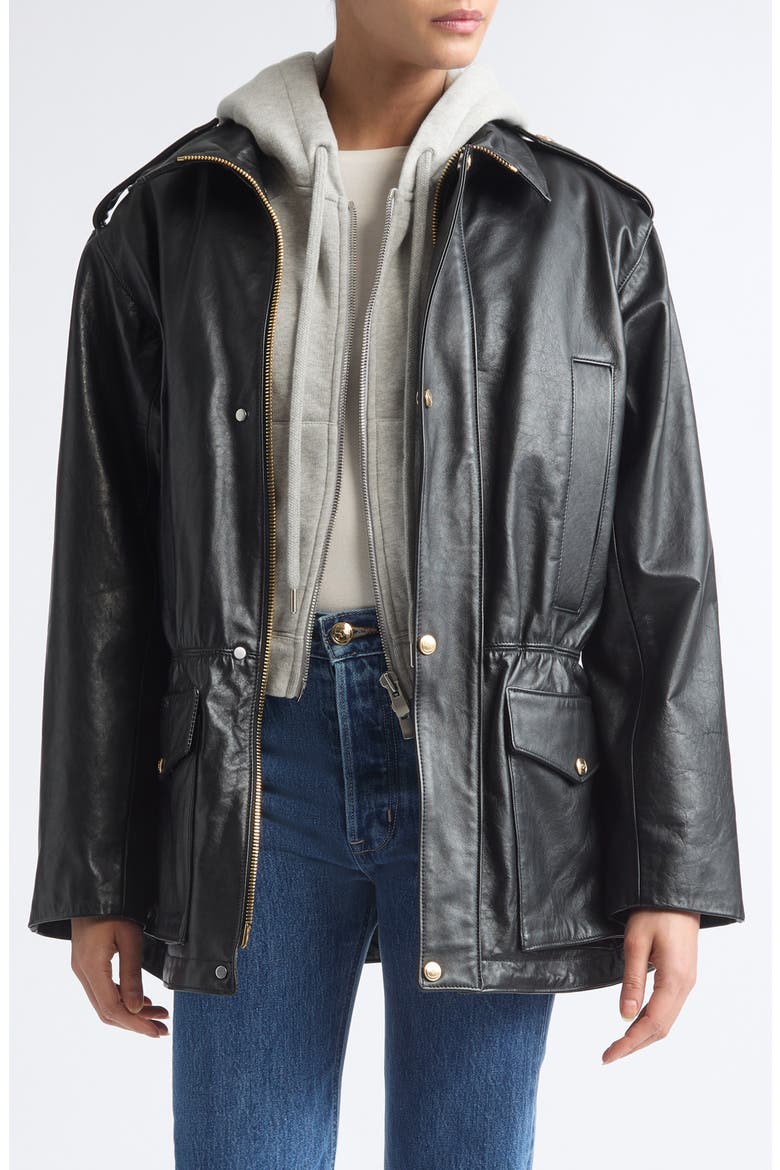 Blackadder Regenerative Leather Jacket, Main, color, BLACK