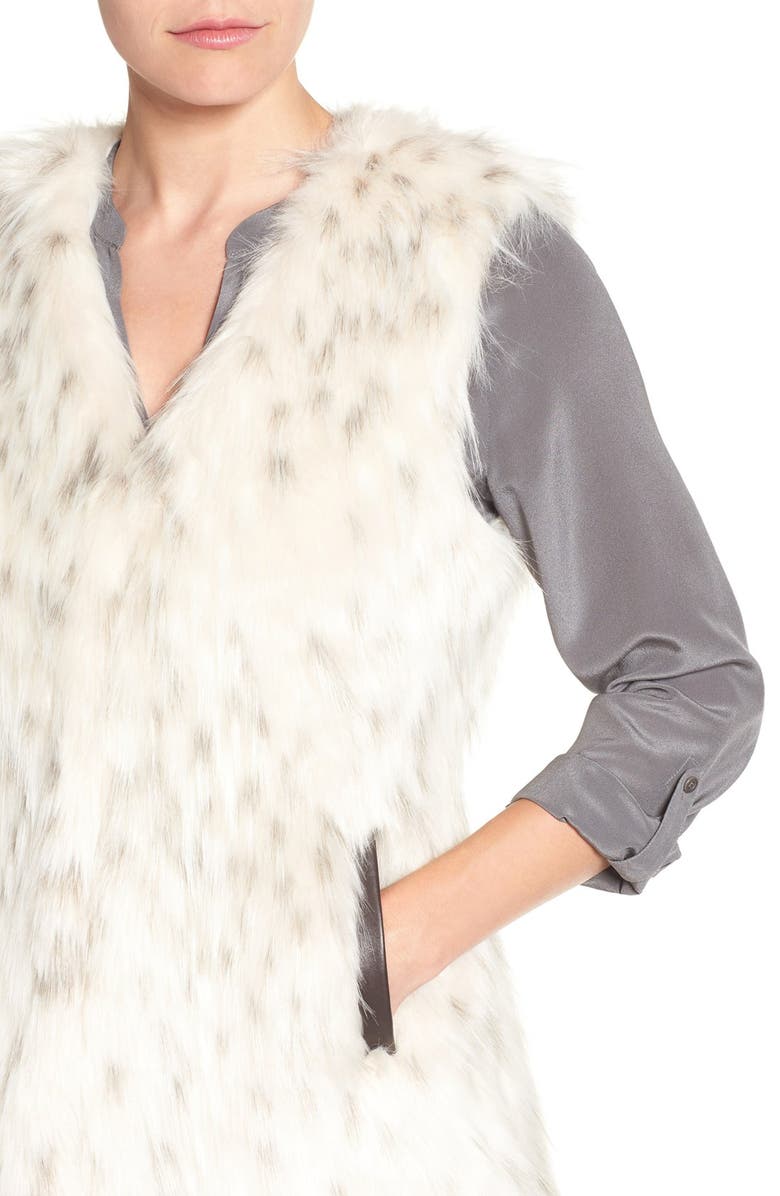Via Spiga Collarless Faux Fur Vest, Alternate, color, 