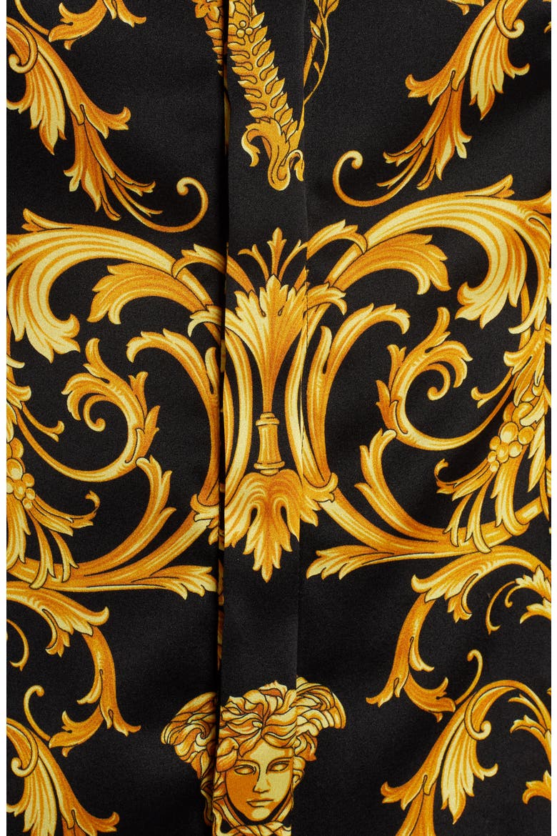 V-Barocco Print Stretch Silk Blouse, Alternate, color, BLACK/GOLD