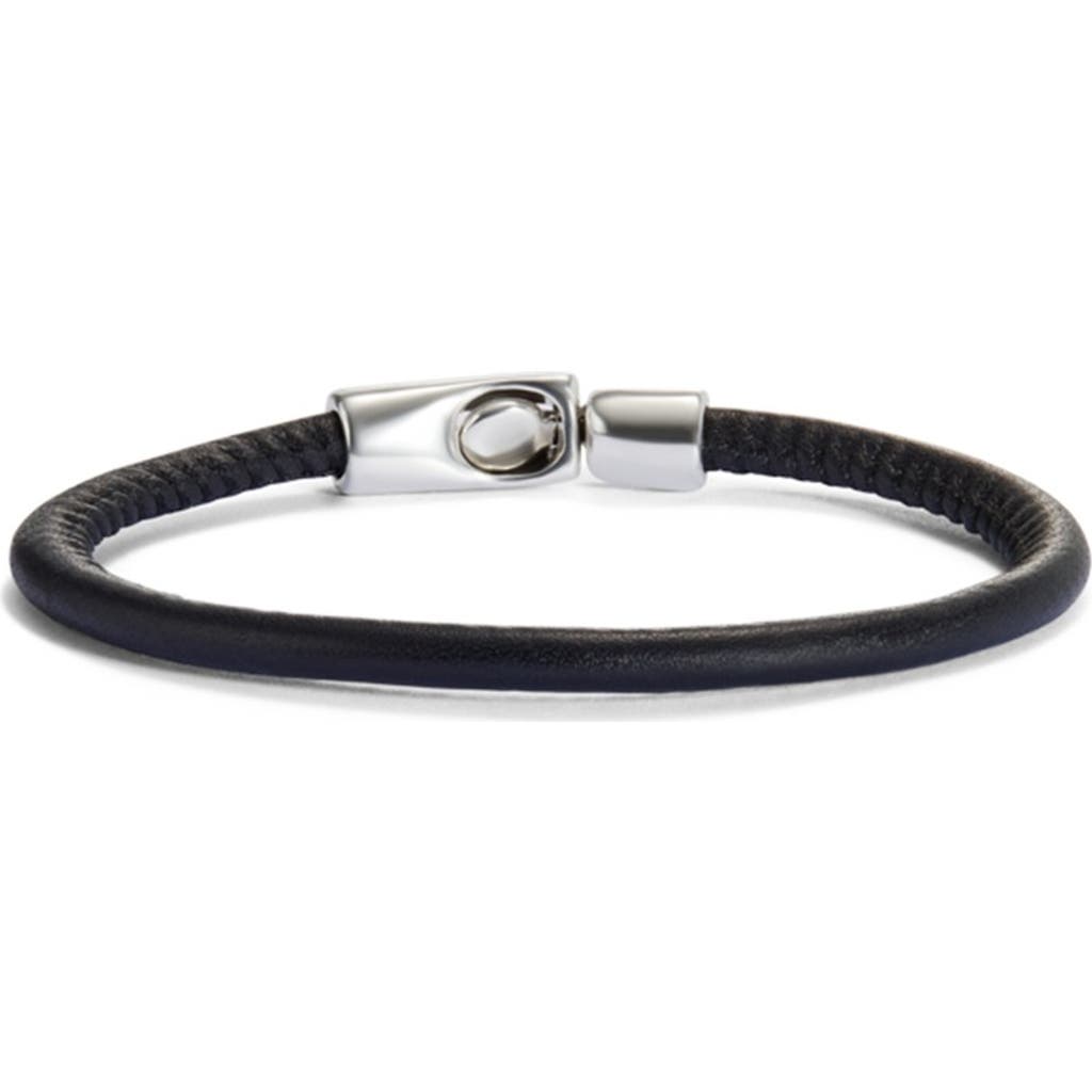 Unode50 Black Leather Sterling Silver-plated Bracelet In Black