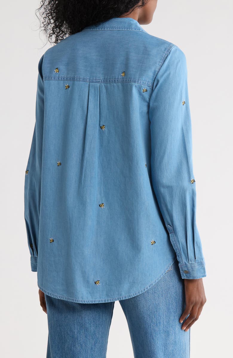 beachlunchlounge Kayden Embroidered Button-Up Shirt, Alternate, color, Bumble Bee