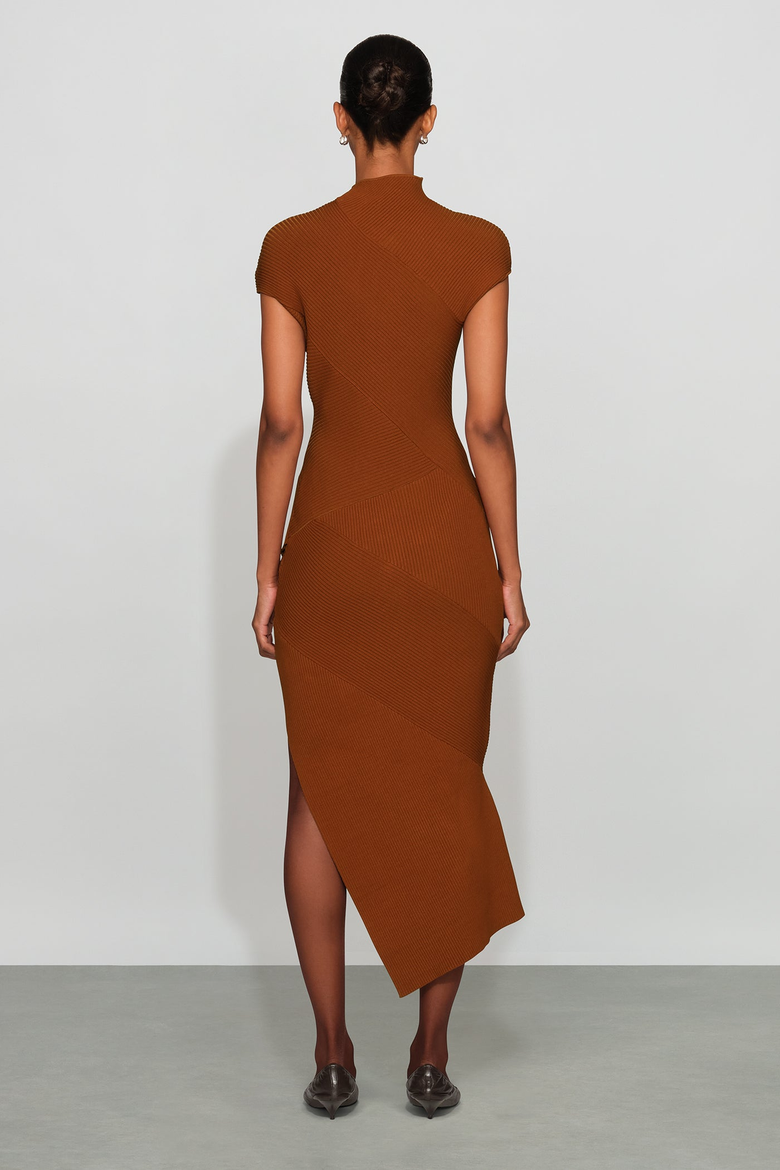 Vienna Knit Dress, Alternate, color, deep cognac