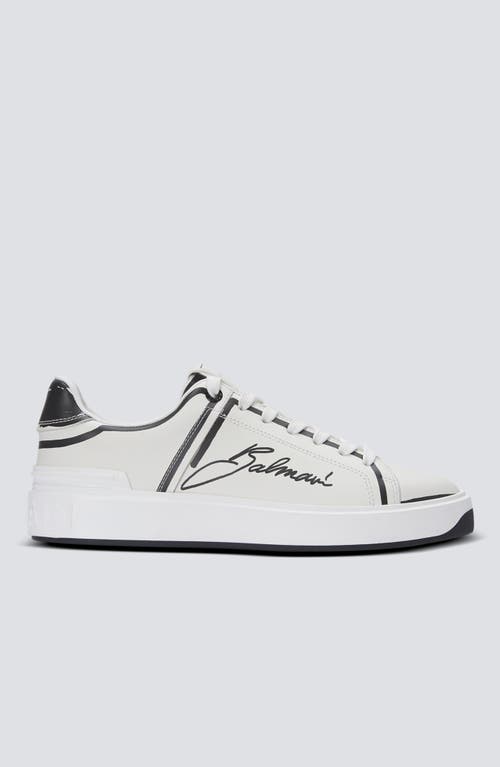 Balmain B-court Printed Calfskin Trainers