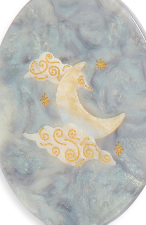 Solar Eclipse Celestial Moon Brush, Jaw Clip & Mirror Set In Blue